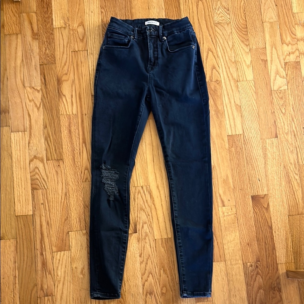 Good American Blue Straight Leg Jeans